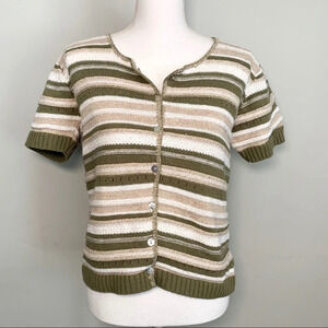 Vintage Y2K Fashion Bug Button Front Short Sleeve Sweater